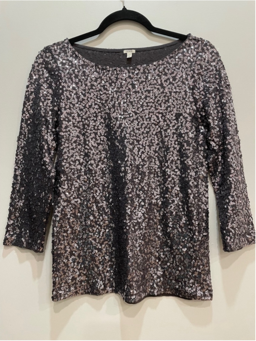 J.Crew Black Sequin Top Size S Party Going Out Cruise Dark Fairy